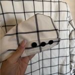 Alice + Olivia Breann Padded Shoulder Blazer Sz 12 Window Pane Plaid White Photo 10