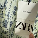 ZARA NWT  Printed Ramie Midi Dress Double V-Neck‎ Size Medium Beach Cover-Up Photo 5