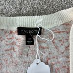 Talbots Womens Cardigan Sweater Medium Peach White Linen Blend Open Front Photo 3