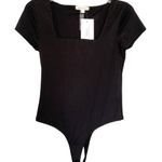 Shop Stevie Black Silk Like Fitted Short Sleeve Bodysuit Size Large Photo 0