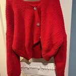 No Boundaries Red Cropped Cardigan Photo 0