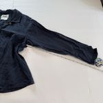 Flax Linen Blue Gray Overaized Long Sleeve Ladgenlook Button Shirt Size SMALL Photo 4