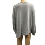 Democracy  Asymmetrical Slit Side Grey Crochet Keyhole Sweatshirt Womens Large Photo 4