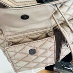 Rebecca Minkoff QUILTED LOVE LEATHER BACKPACK PURSE, Tan/Gray, Luxury Photo 6