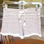 No Boundaries Beachy Comfy Knit Shorts Wine White Striped Elastic Waist Frayed Hem XS Photo 1