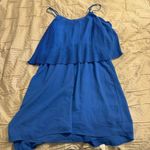 Mossimo Supply Co Mossimo Blue Pleated Front Ruffle Overlay Fit & Flare Mini Dress Photo 4