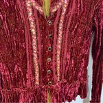Alberto Makali crushed velvet embellished button front blouse size small vamp Photo 2