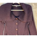 Vince Peplum Cardigan Sweater Medium Purple Lambswool Academia Preppy Twee Photo 1