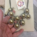 Amrita Singh Gold Gunmetal Crystal Bib Necklace Photo 4