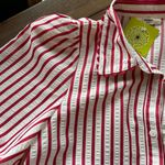 Entro NWT  Boutique Red Striped Button Down Midi Dress M Photo 8