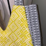 Boutique boho carpet bag textured textile woven beaded fringe tote bag Blue Photo 4