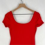 Haute Monde ‎ Red Stretch Ribbed Jersey Knit Side Slit Bodycon Scoop Maxi Dress S Photo 7