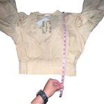 BOG Band of the Free Brie Light Camel Long Sleeve Top Lace Insets V Neck Medium Photo 6