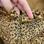 Women's brown leopard print ruffle deep v Photo 6