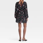 A New Day Black Floral Long Sleeve Mini Dress Large Photo 6