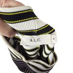 ALC Frank A.L.C. Marilyn Striped Knit Bodycon Knee-Length Skirt in Black/White/Yellow S Photo 9