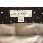 Ann Taylor  Chocolate Brown Orange White Polka Dot Skirt Photo 2