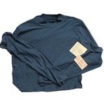 Beyond Yoga  Featherweight Moving On Cropped Pullover, Blue Gem, Sz Large New Photo 0