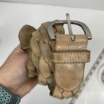 Unbranded Sz SM Belt Brown Genuine Leather Braided Adjustable Silver Tone Buckle Photo 1