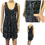 Portocruz Black White Geometric Coverup Sleeveless Mini Dress with Pockets Small Photo 1