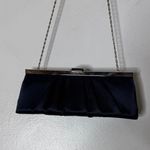 Gunne Sax  Navy Blue Satin Silver Clasp And‎ Handle Evening Bag Photo 0