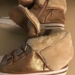 Ash women gold leather and faux fur low top sneakers US 5 .5 Euro 34 Photo 2