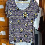 LuLaRoe NWT  Classic T Purple Coral Yellow with Floral Pattern Size Medium Photo 2