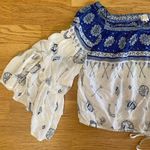 Surf Gypsy  Off Shoulder Western Festival Crop Bell Sleeve Top Photo 2