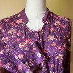 April Cornell Purple Floral Button Front Maxi Dress Long Sleeve XS Cottagecore Photo 3