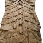 Cache Vintage Bronze Halter Shimmer Tiered Ruffle Mesh Accent Bodycon Dress Photo 11