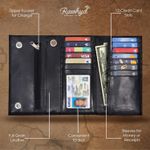 Black Chain Wallets for Men (6.7”) – Trifold Biker Wallets for Men with Chain – 100% Leather Long Wallet for Men - Leather Chain Wallet w/ 12 Credit Card Slots, Money Sleeve, & Zippered Pocket Photo 2