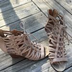 Nine West Beige Lace-Up Wedges Photo 0