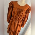 Universal Threads Universal Thread Brown Womens Ruffle Long Sleeve Embroidered Dress -size Large Photo 14