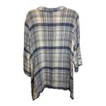 Habitat  Clothes to Live in Blouse Women's Size Large Linen Plaid Tunic‎ Blue Photo 1