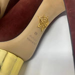 Charlotte Olympia Dotty Suede Platform Pump Burgundy Gold Size 40 / US Size 10 Photo 11