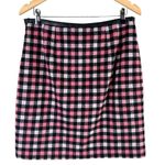 Talbots  Wool Blend Plaid Mini Skirt Pink Black Side Zip‎ Lined, Size 8 Photo 4