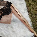 Forever 21  Size Small S Sheer Light Carmel Brown Black Cropped Crochet Festival Photo 10