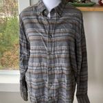 Vintage 5 Brothers Gray Yellow Striped Flannel Shirt Size Medium Photo 1