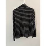 Garnet Hill  Womens Striped Turtleneck Top Medium Black Organic Pima Cotton Photo 4
