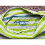 American Eagle Y2K Striped Off Shoulder Quarter Sleeve Tee Green White Small 90s Photo 3