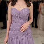 JESSICA Purple Lavender Ruched Beaded Strapless Long Prom Formal Dress 10 Photo 0