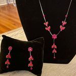 Icing 🌹Matching Red Flower Gem Y Necklace & Earrings🌹🆕 Photo 0
