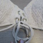 Victoria's Secret swimsuit bra top strappy tie front scrunched in off white size large. Photo 8