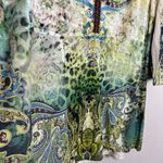 One World  Tunic Top Womens 1X Green Funky Boho Velvet Front Wearable Art to Wear Photo 5