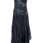 Vintage L.A. Intimates Sheer Floral Asymmetrical Midi Slip Dress Open Back Black Size L Photo 0