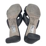 Schutz  Fairy Mid Black Leather Square Toe Block Heels Slip On Sandals Size 7.5B Photo 3