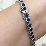 Olivia Jackson Blue Silver Plated Tennis Bracelet Photo 2