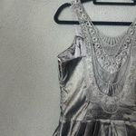 Jessica McClintock Womens Dress 12 Gray Pleated Bubble Skirt Metallic Formal Photo 5