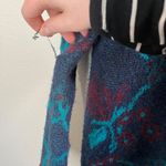 Vintage mohair Oriana Made In Italy Abstract Blue Knit Cardigan Sweater Small Photo 7
