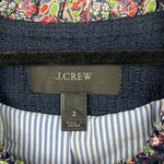 J.Crew Lady Jacket Tweed Navy Blue silk Liberty London floral Trim Ruffles Sz 2 Photo 4